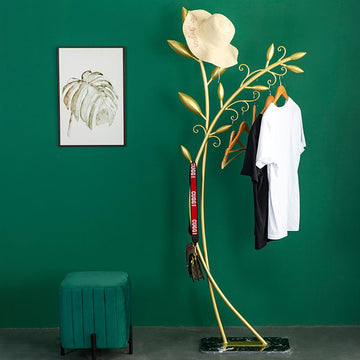 76" Unique Flower Bud Hook Freestanding Coat Rack